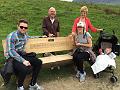 01-05-14 Ken and Pam Foulston and Rocco Kurpas, their grandson, Jasper the Lhasa under the bench, David, Amy and Arnie